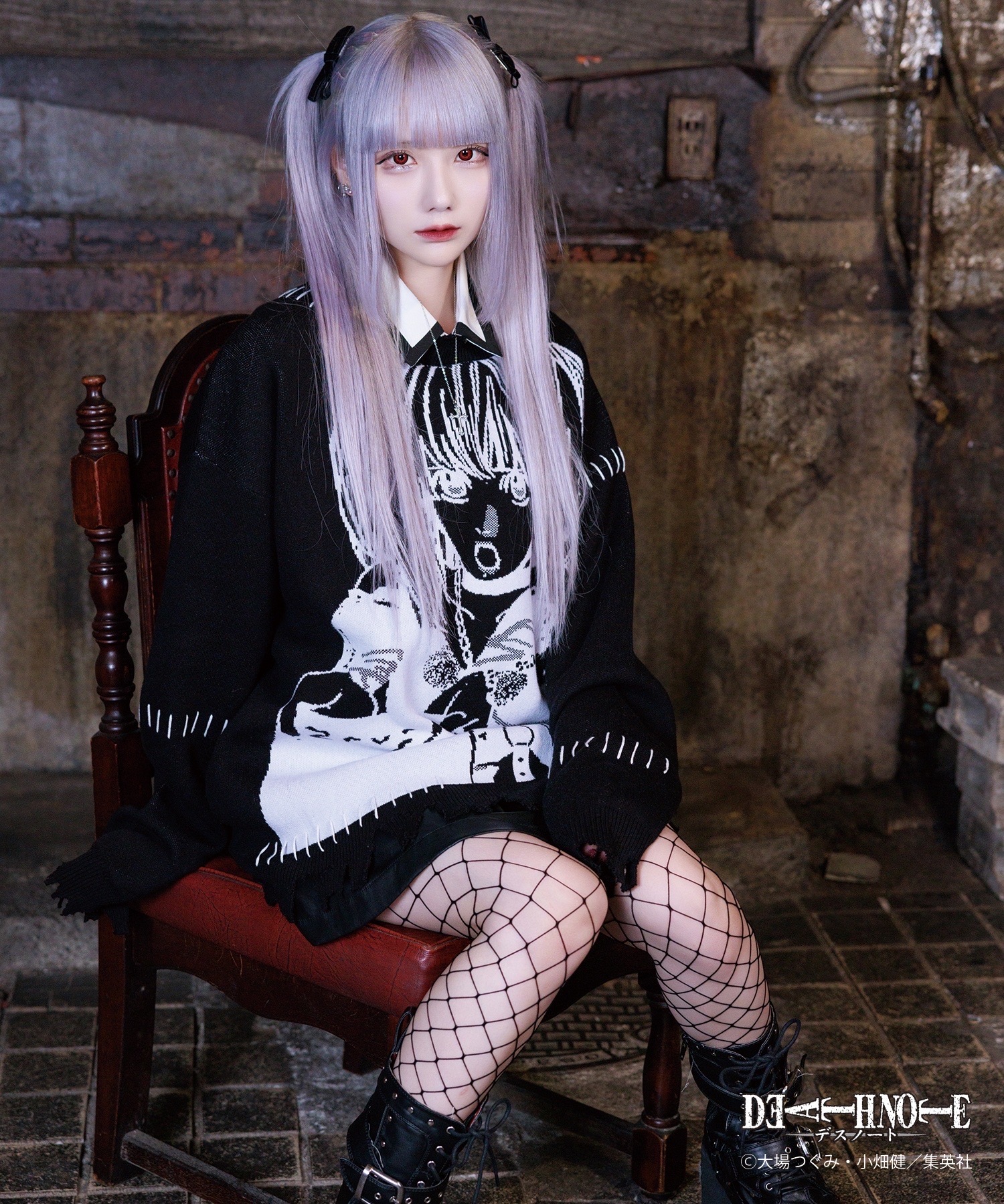 REFLEM x DEATH NOTE Damaged Knit Sweater (Misa Amane)