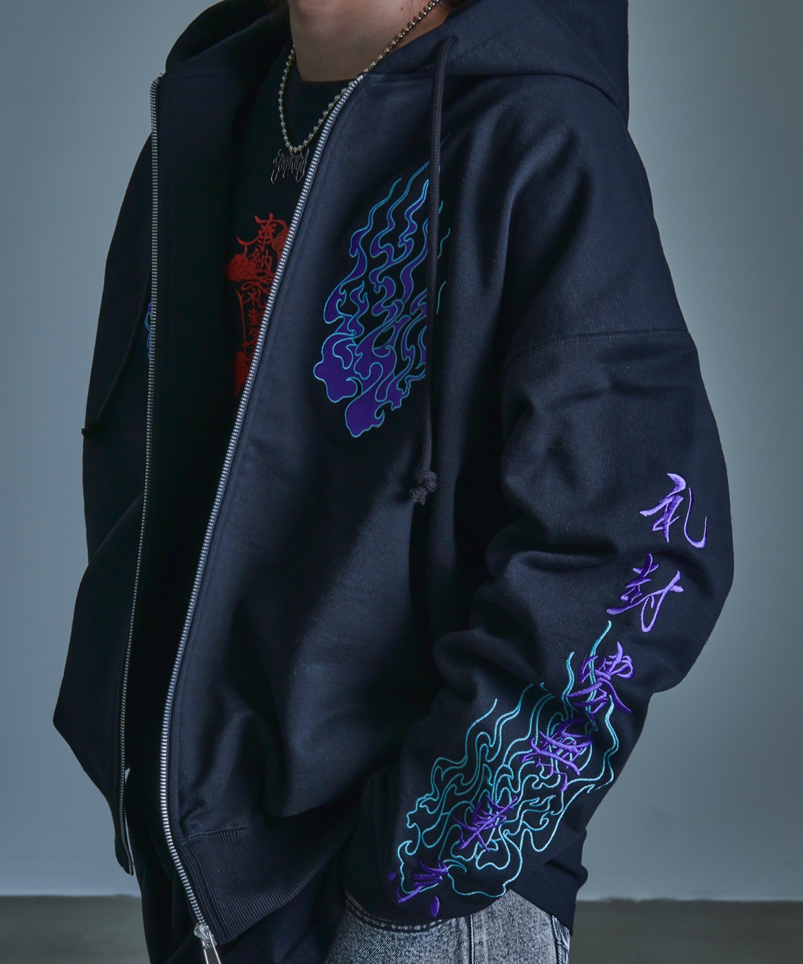 Will-o'-the-Wisp Embroidered Zip Hoodie
