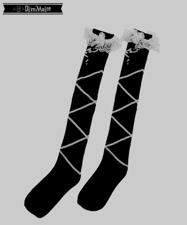 Frilled Knee-High Logo Socks with Lace-Up Design