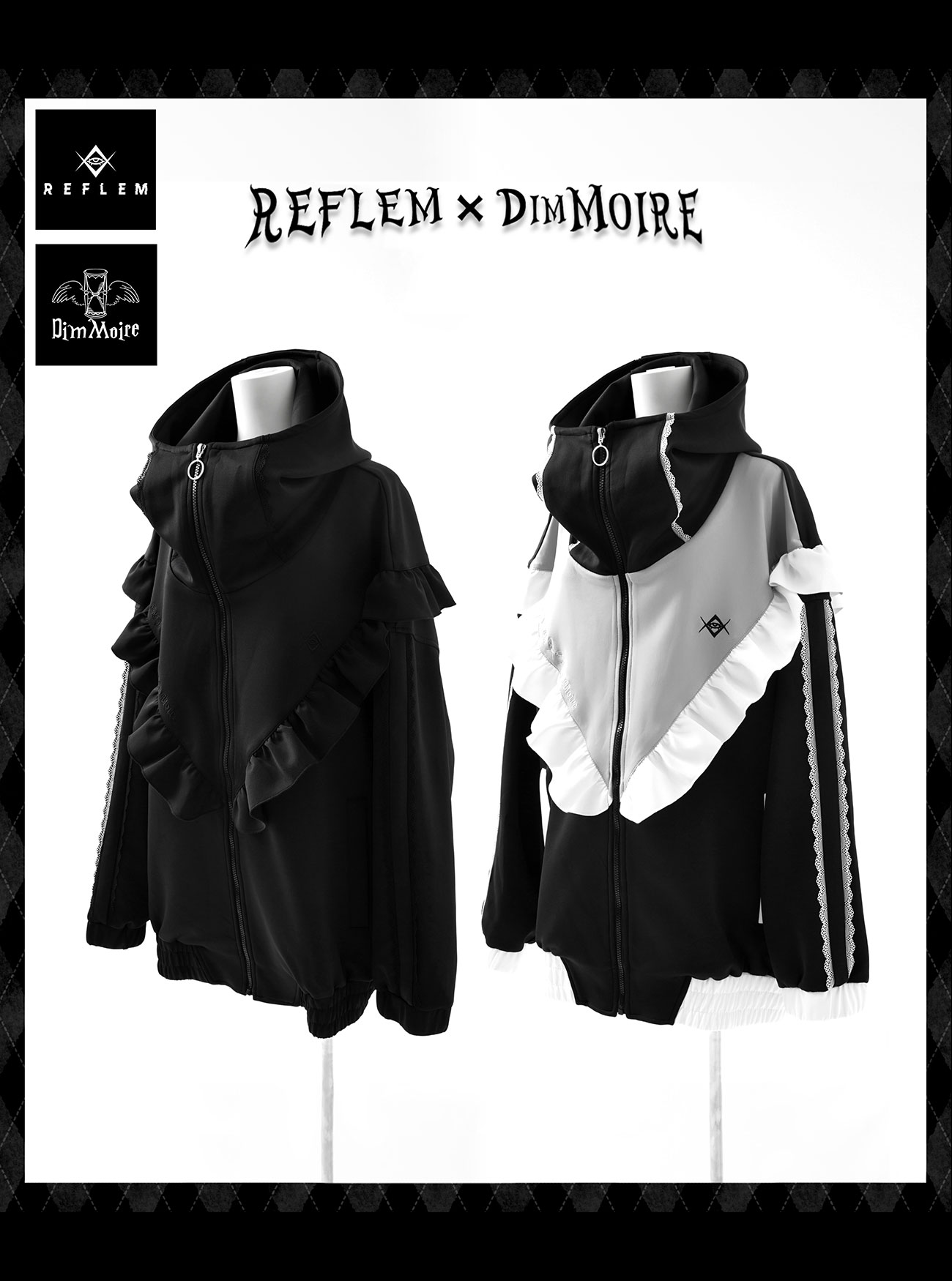 [REFLEM×DimMoire] Logo Embroidery Sailor SET UP [Collaboration Product]Switched jersey hoodie [Collaboration Product]